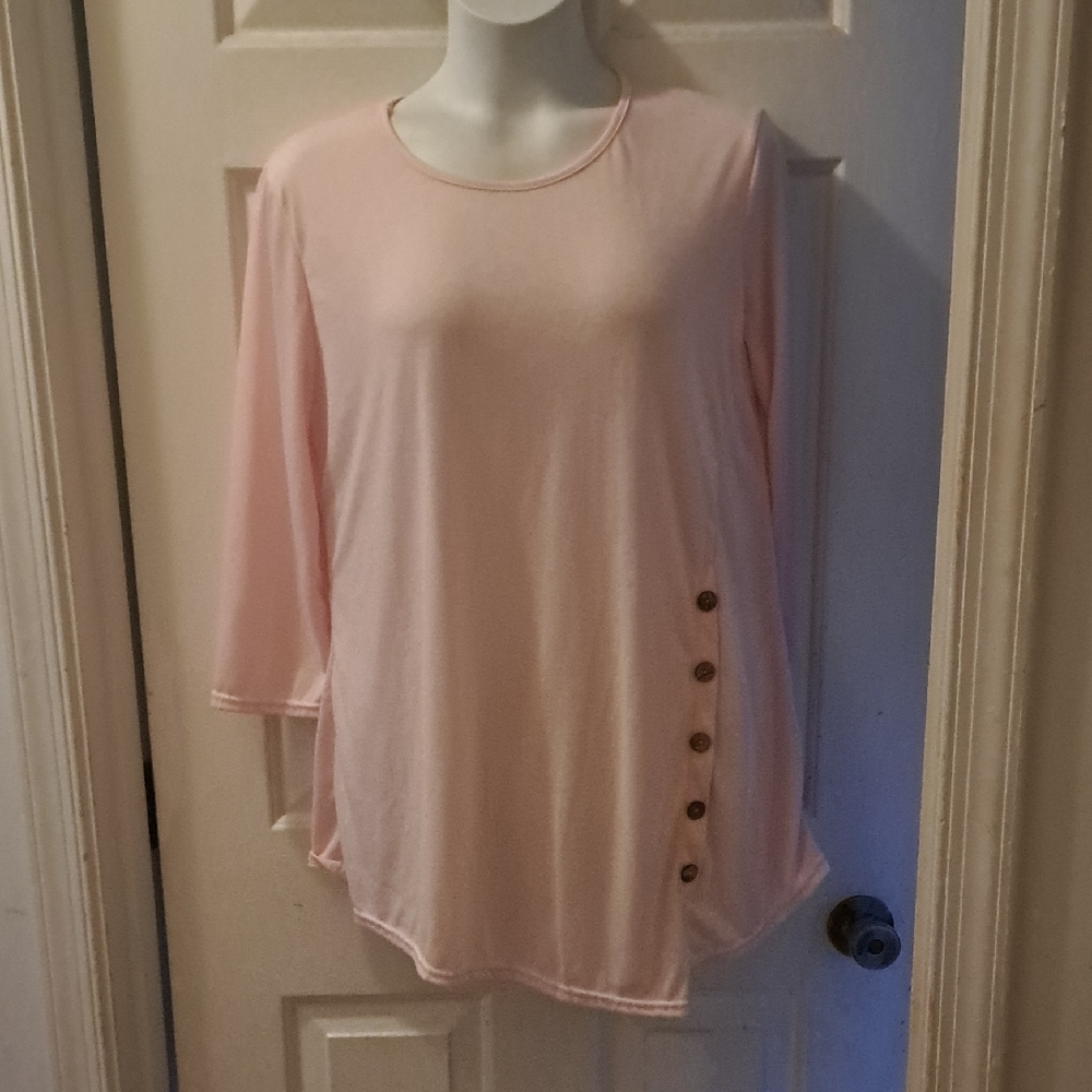 Soft Pink Women's Top with Button Accents